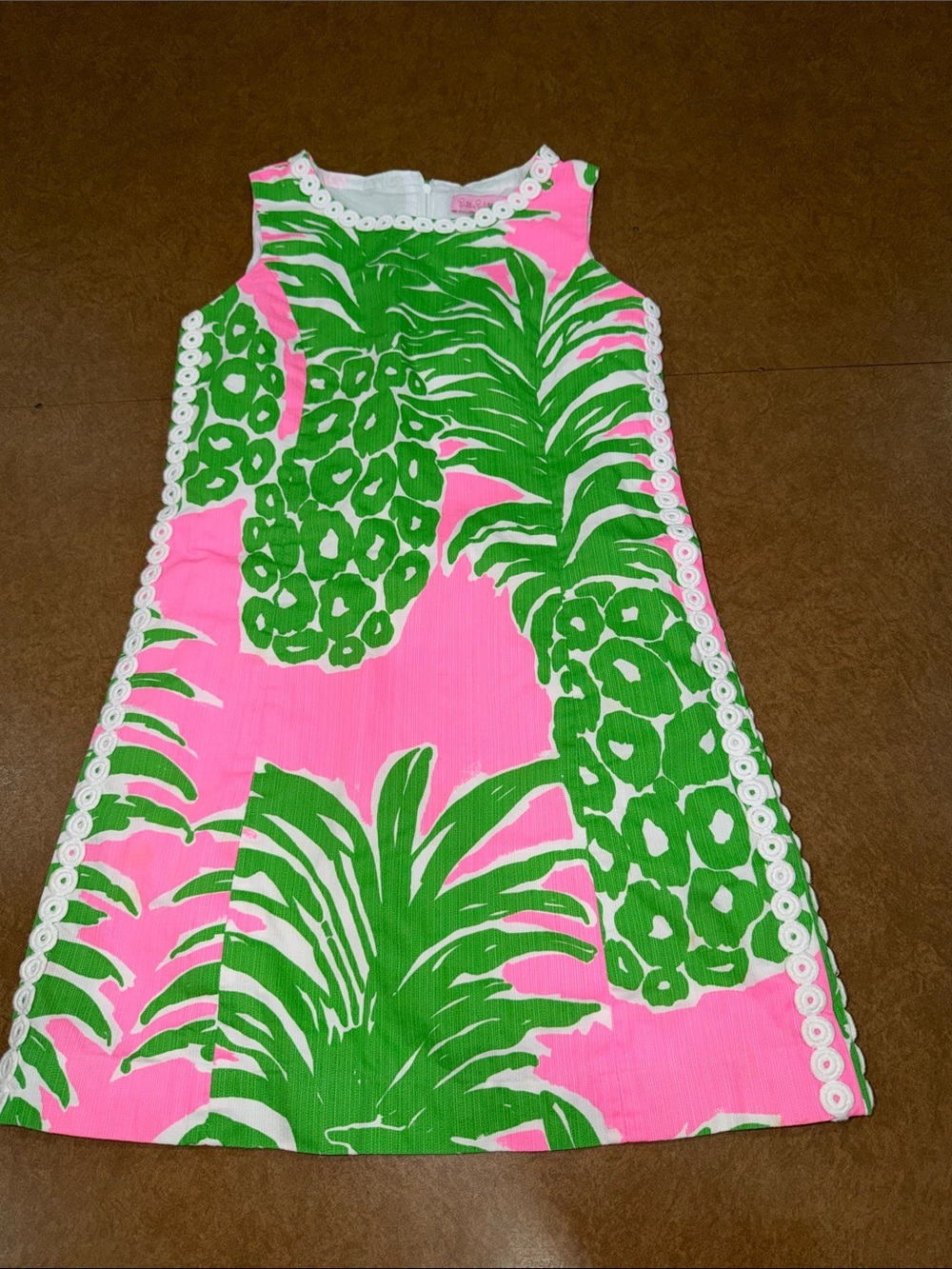 Lilly Pulitzer • Mila • Pink & Green Pineapple Shift Dress for Girls • Girls 12